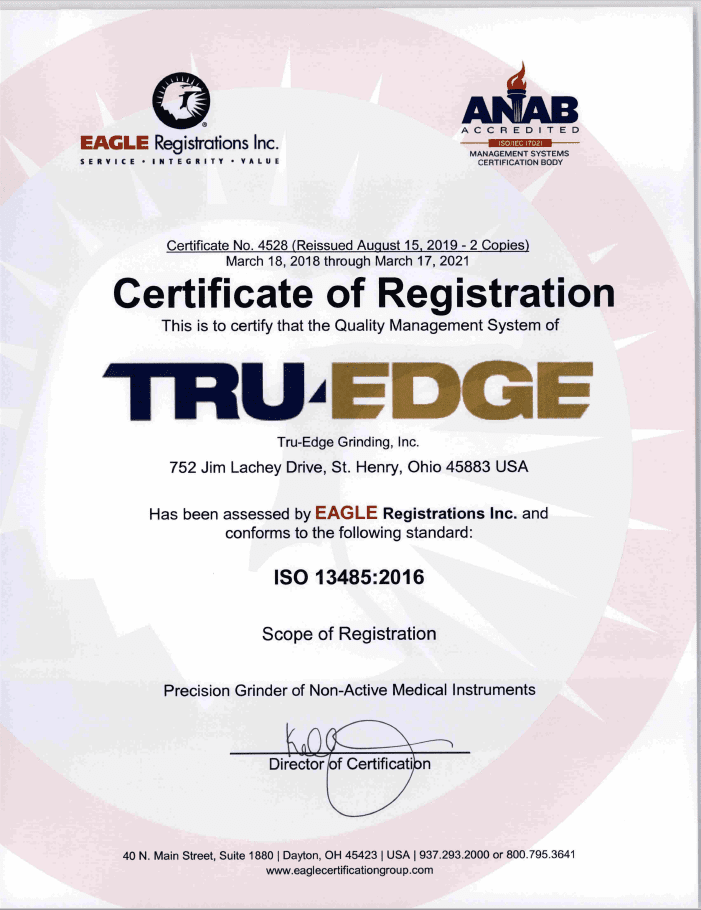 Tru-Edge ISO certification